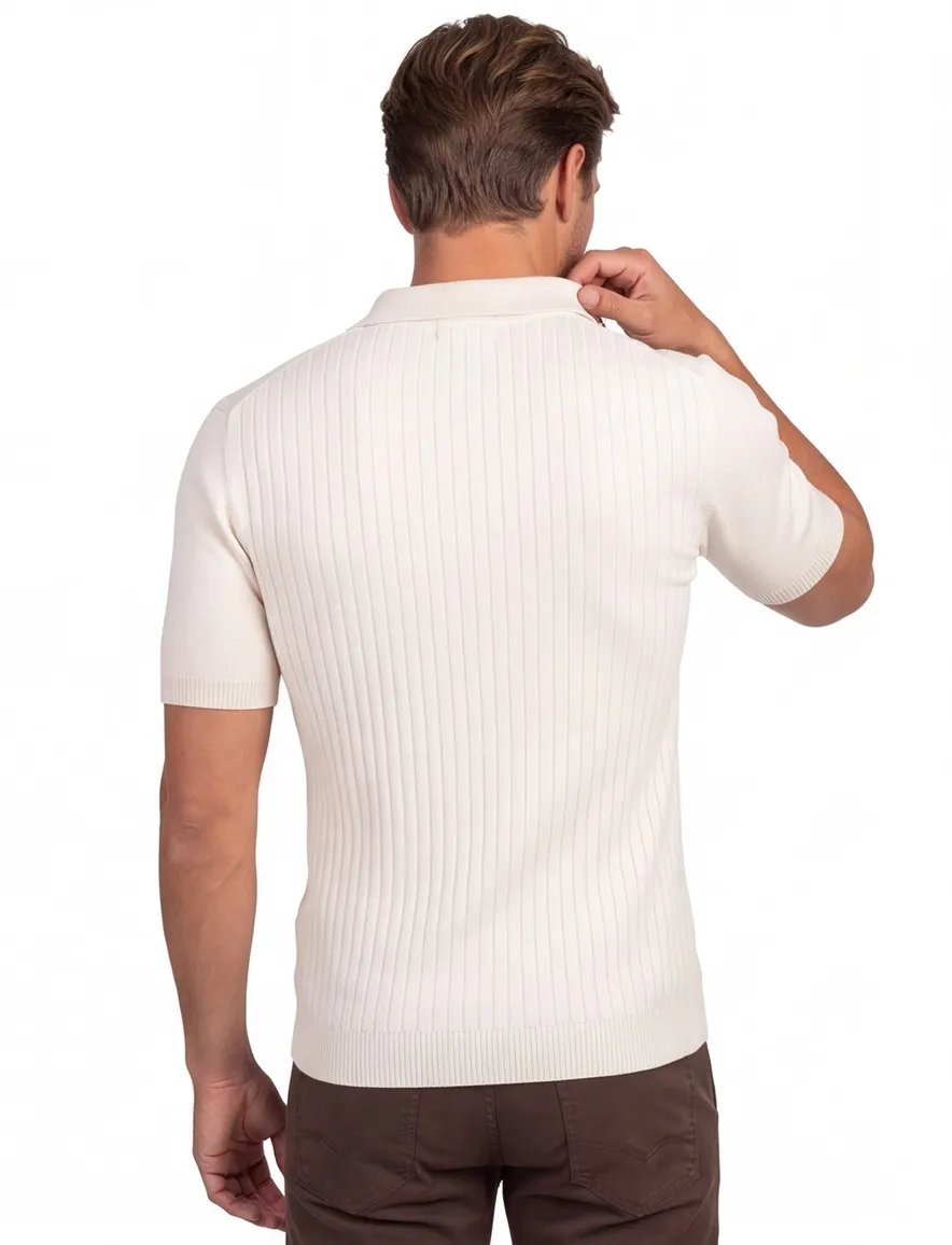 Gentiluomo polo beige v-hals met boord