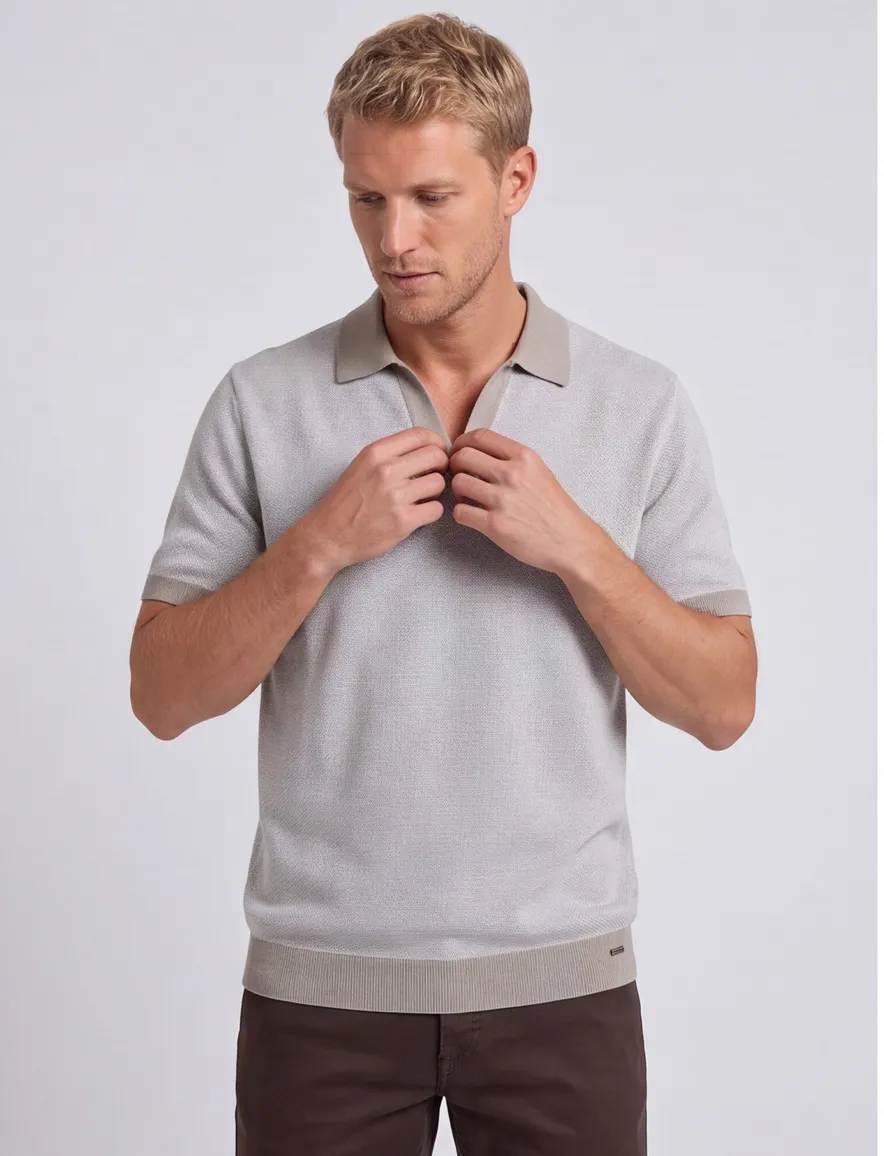 Gentiluomo polo beige effen normale fit