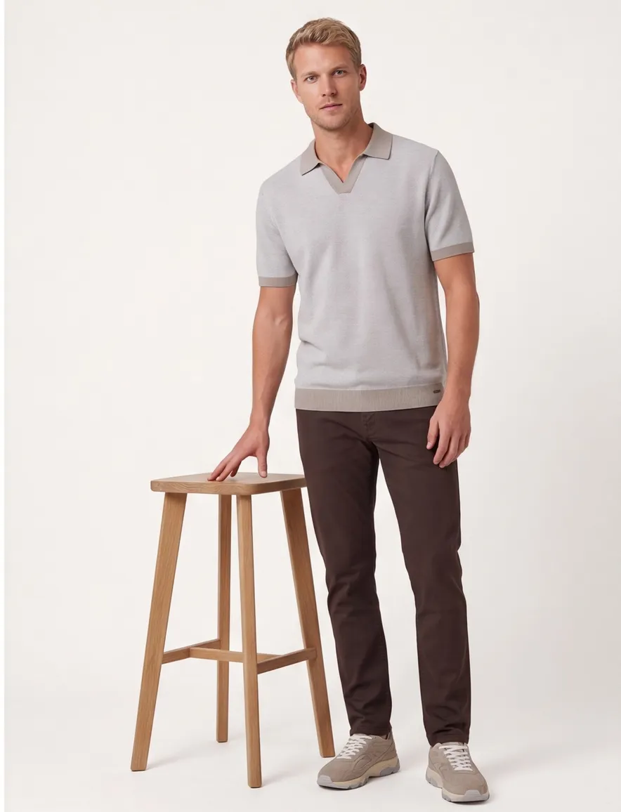 Gentiluomo polo beige effen normale fit