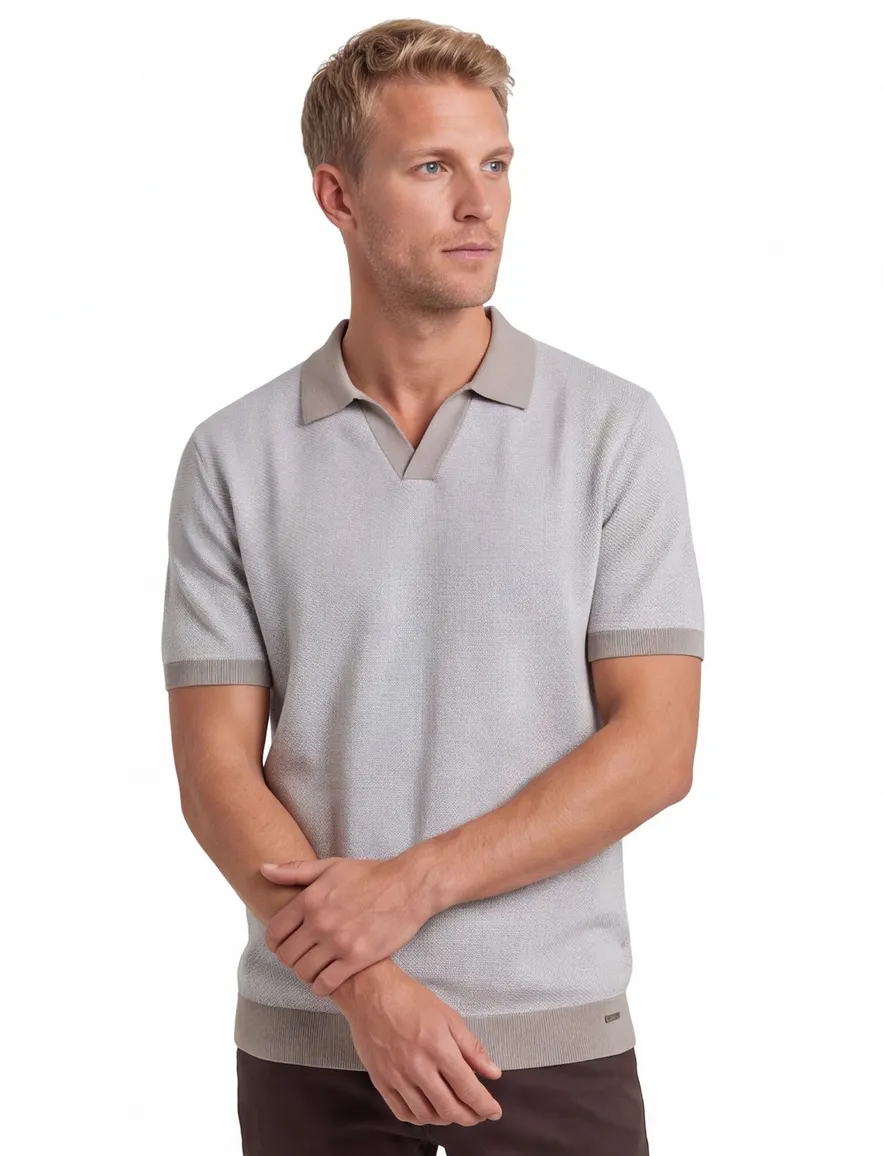 Gentiluomo polo beige effen normale fit