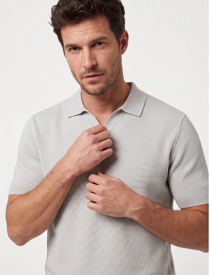 Gentiluomo polo grijs structuur normale fit