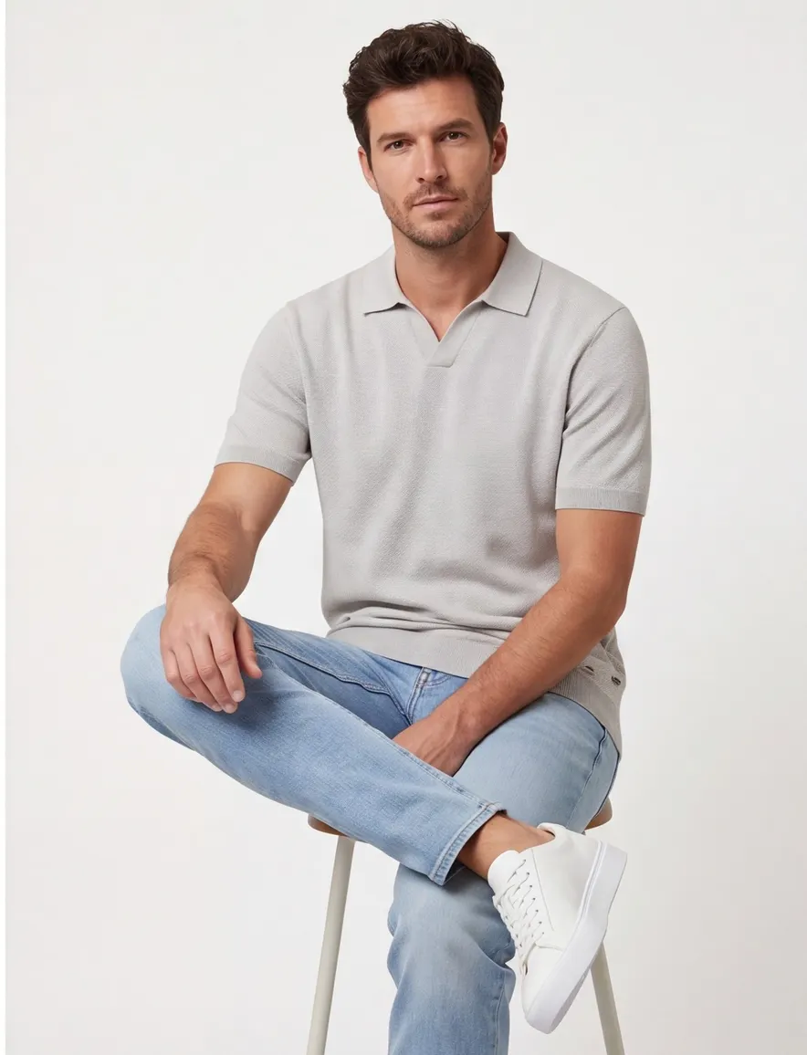 Gentiluomo polo grijs structuur normale fit