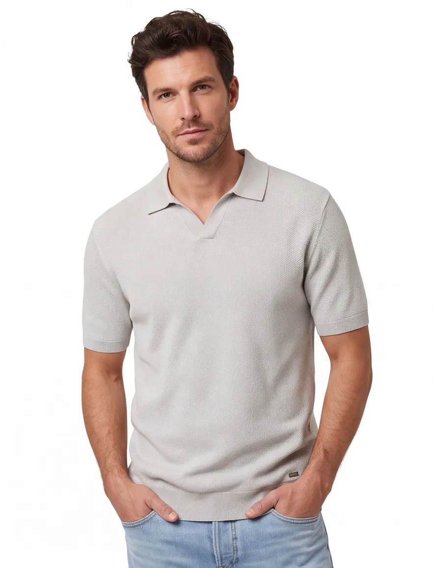 Gentiluomo polo grijs structuur normale fit