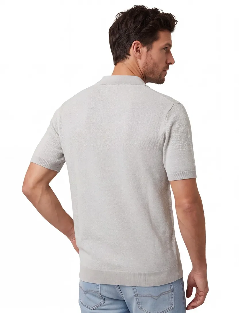 Gentiluomo polo grijs structuur katoen normale fit