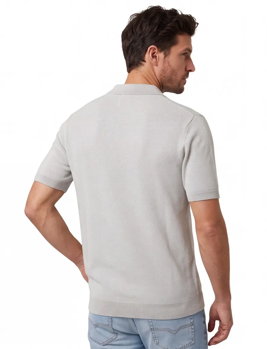 Gentiluomo polo grijs structuur normale fit