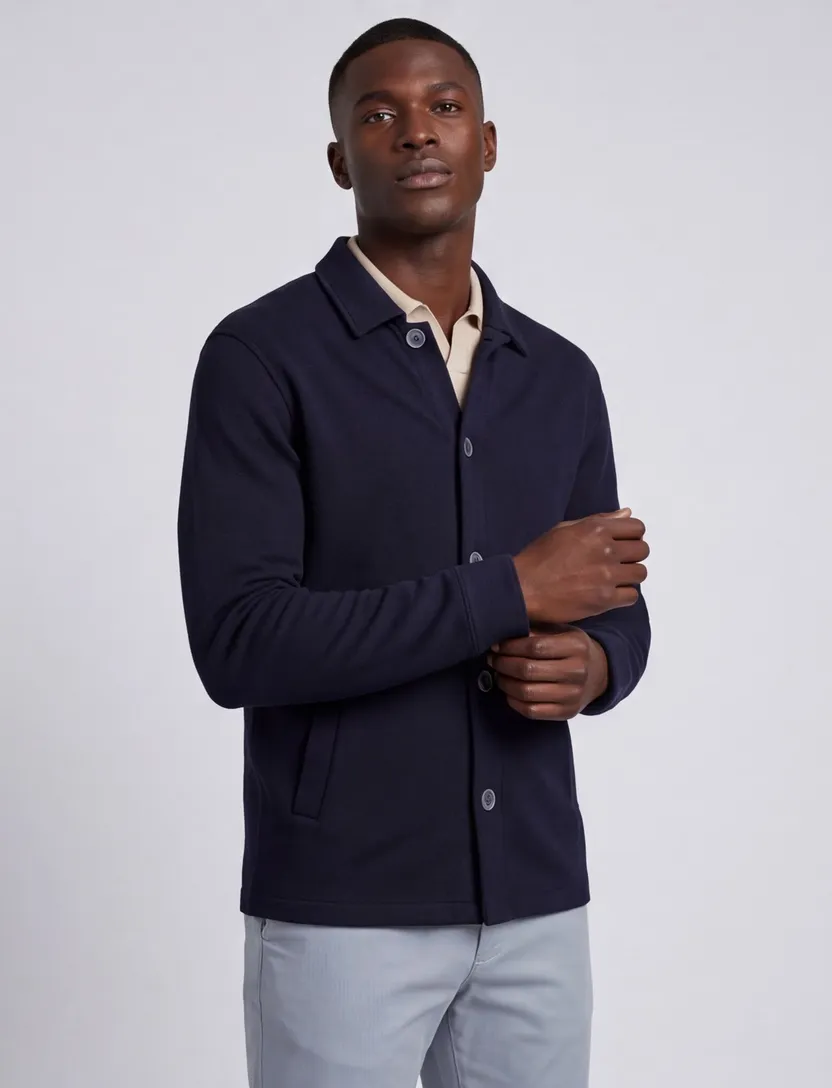 donkerblauw Gentiluomo Navigli stretch overshirt