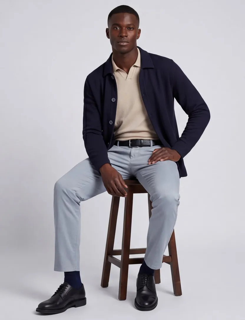 donkerblauw Gentiluomo Navigli stretch overshirt