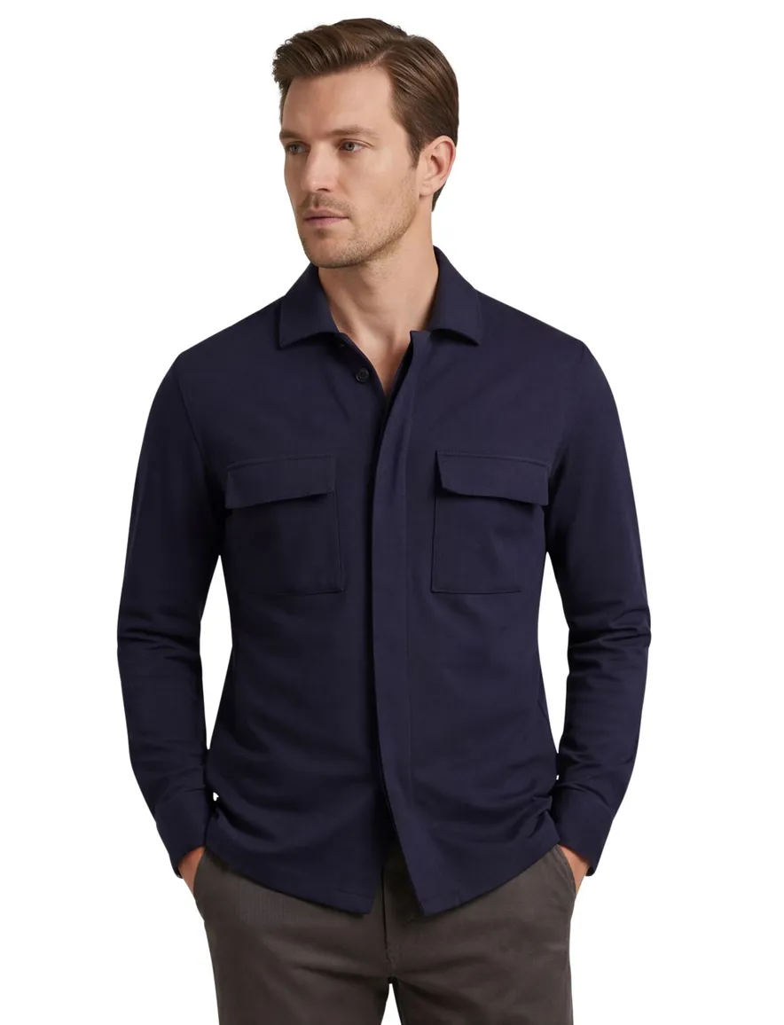 Gentiluomo casual overshirt stretch donkerblauw
