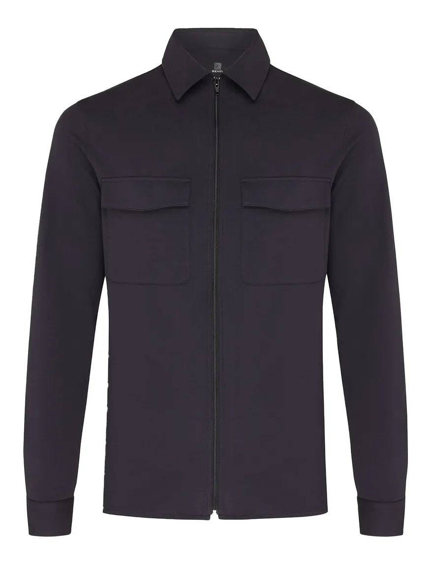 Genti overshirt effen antraciet normale fit katoen