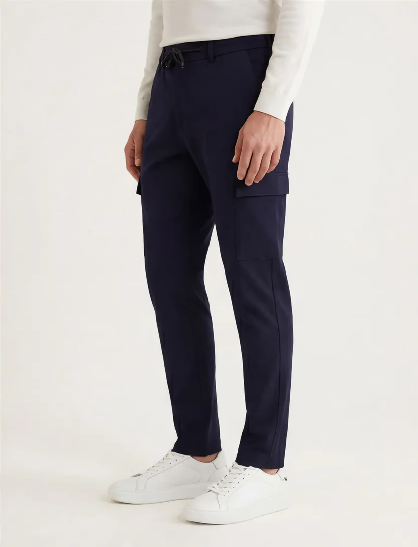 Genti chino donkerblauw effen
