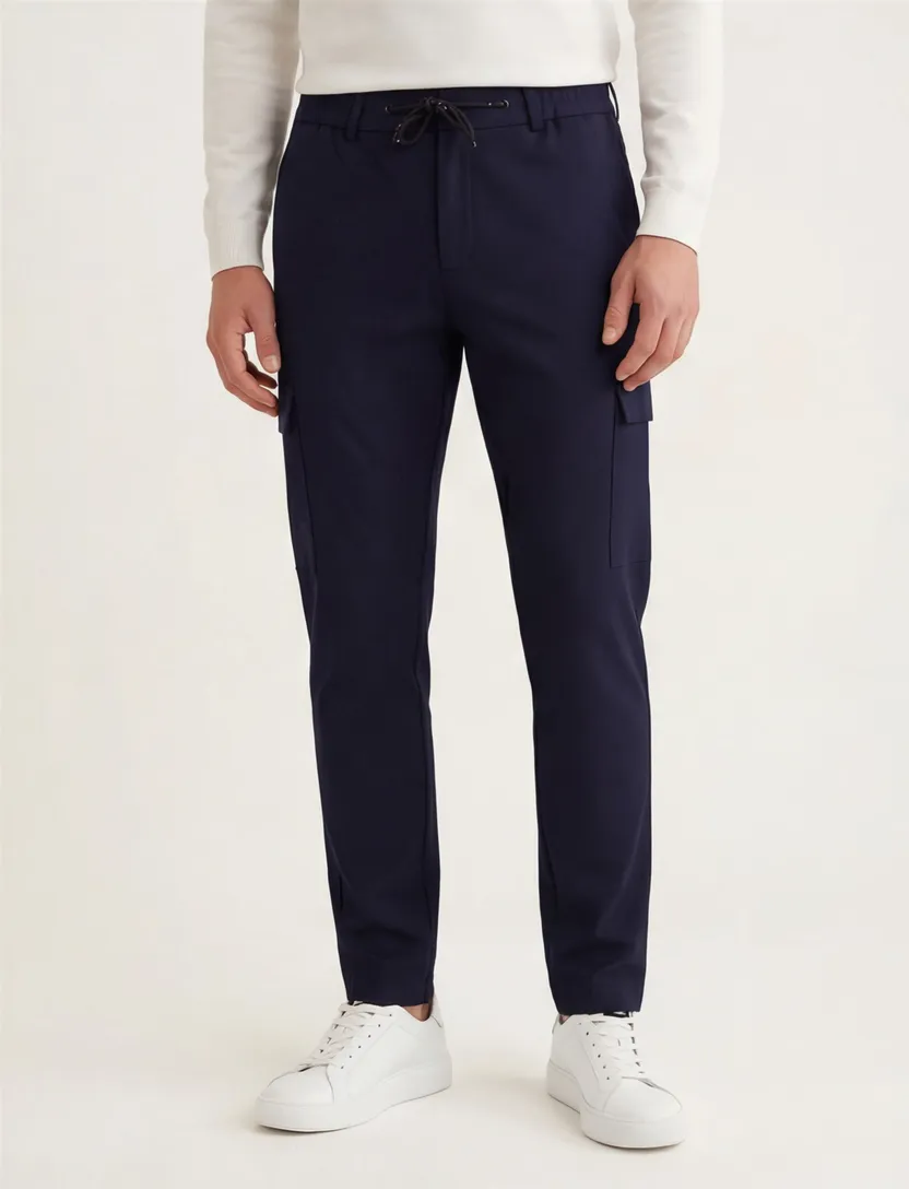 Genti chino donkerblauw effen