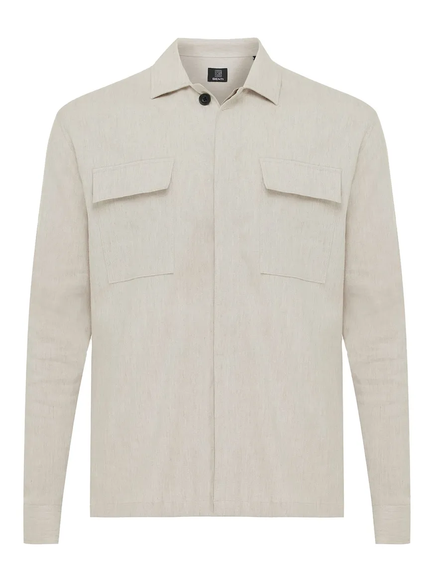 Genti overshirt beige gemeleerd normale fit