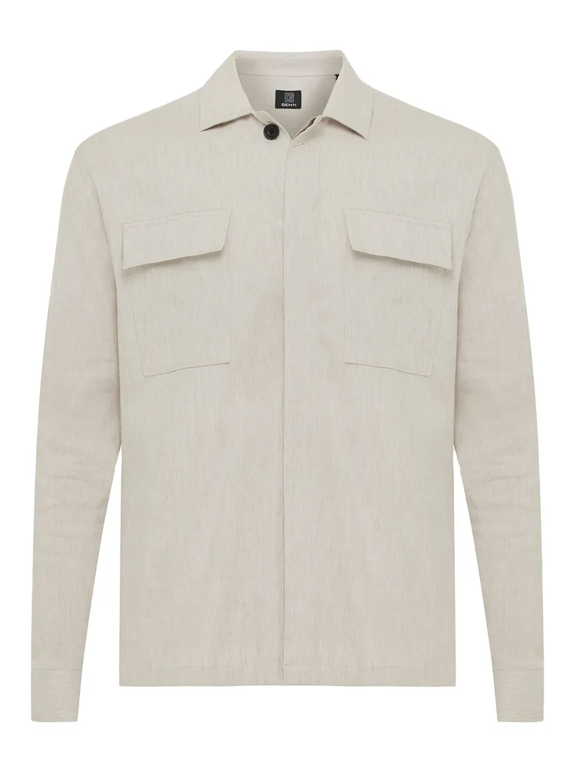 linnen Genti overshirt beige gemeleerd