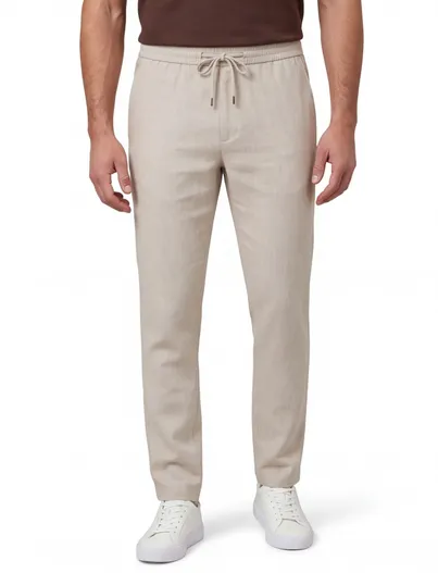 Genti Genti pantalon chino beige effen normale fit linnen