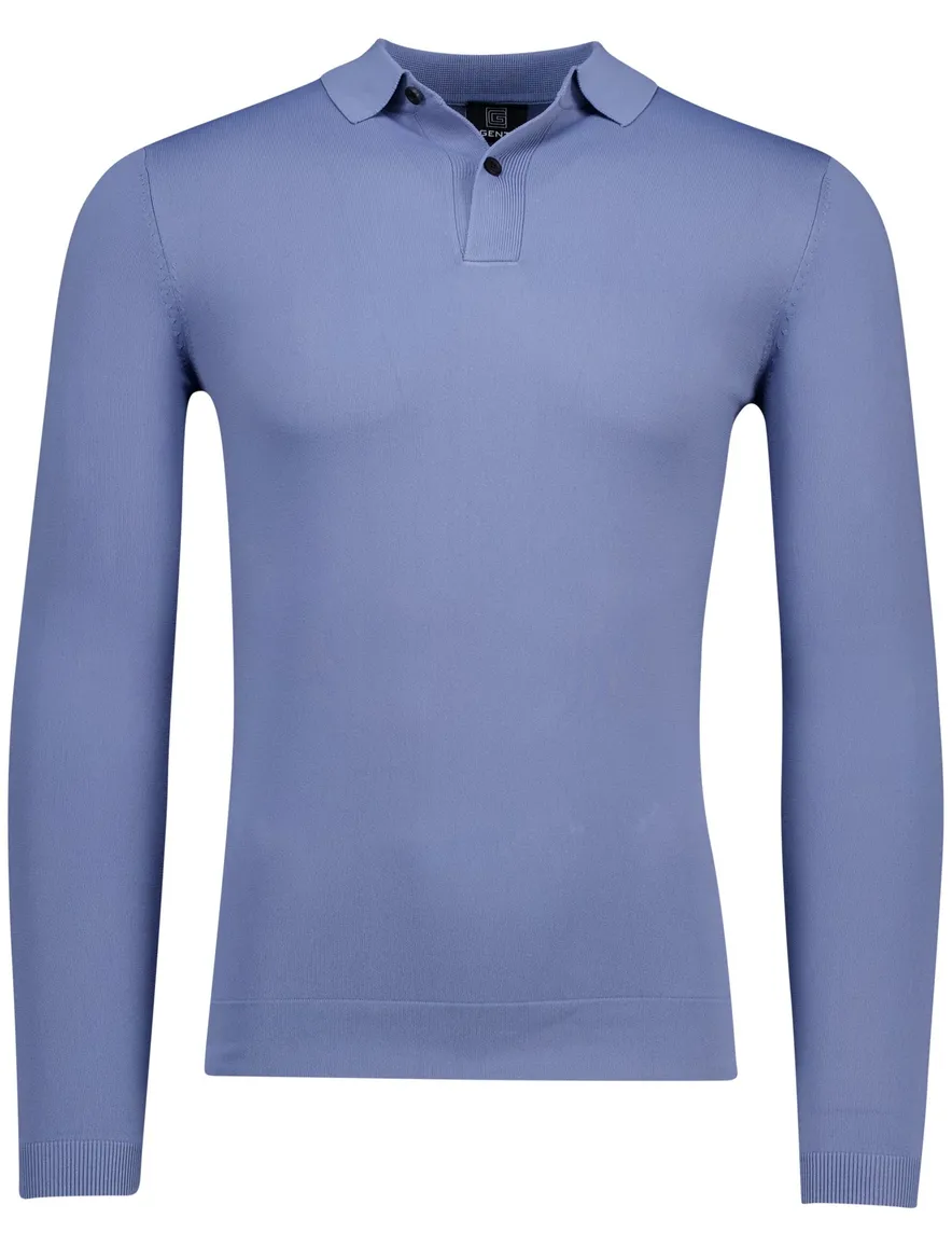 Genti polo lange mouw blauw