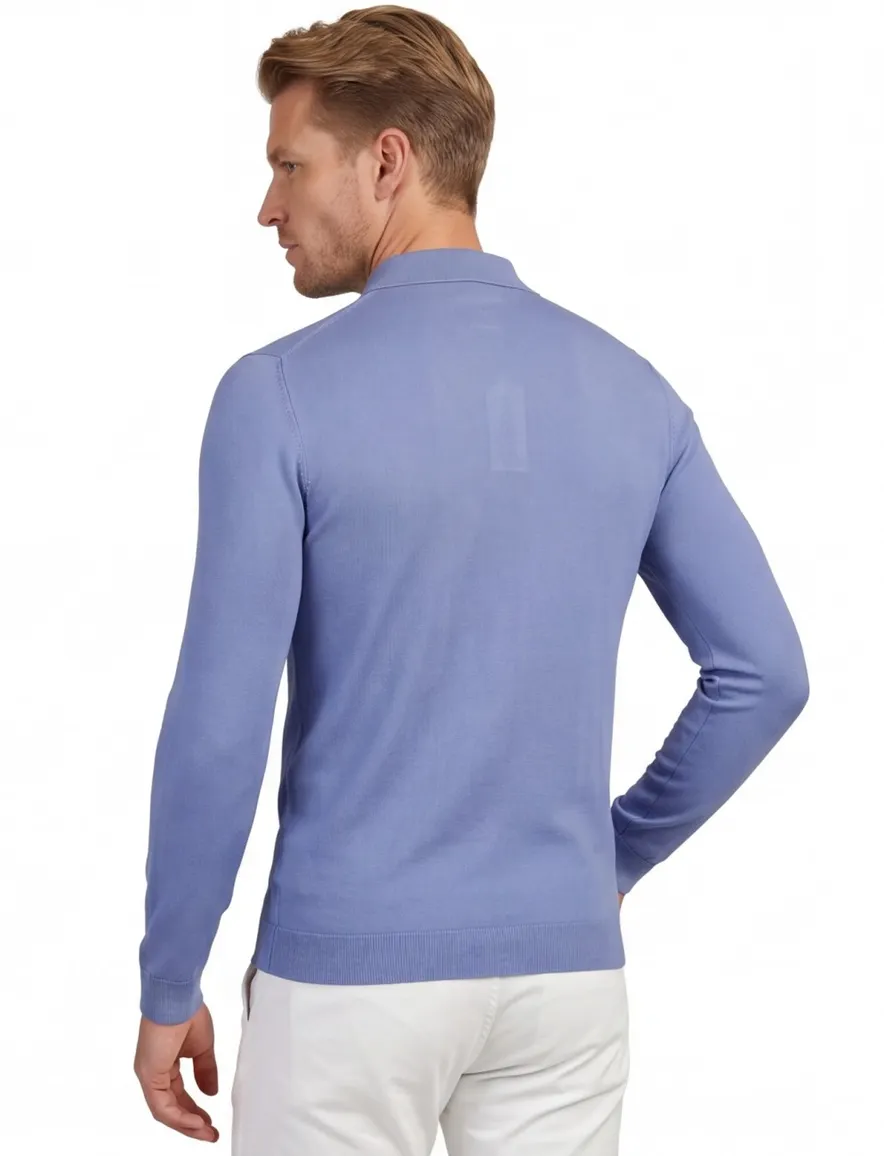 elegant Genti polo lange mouw blauw