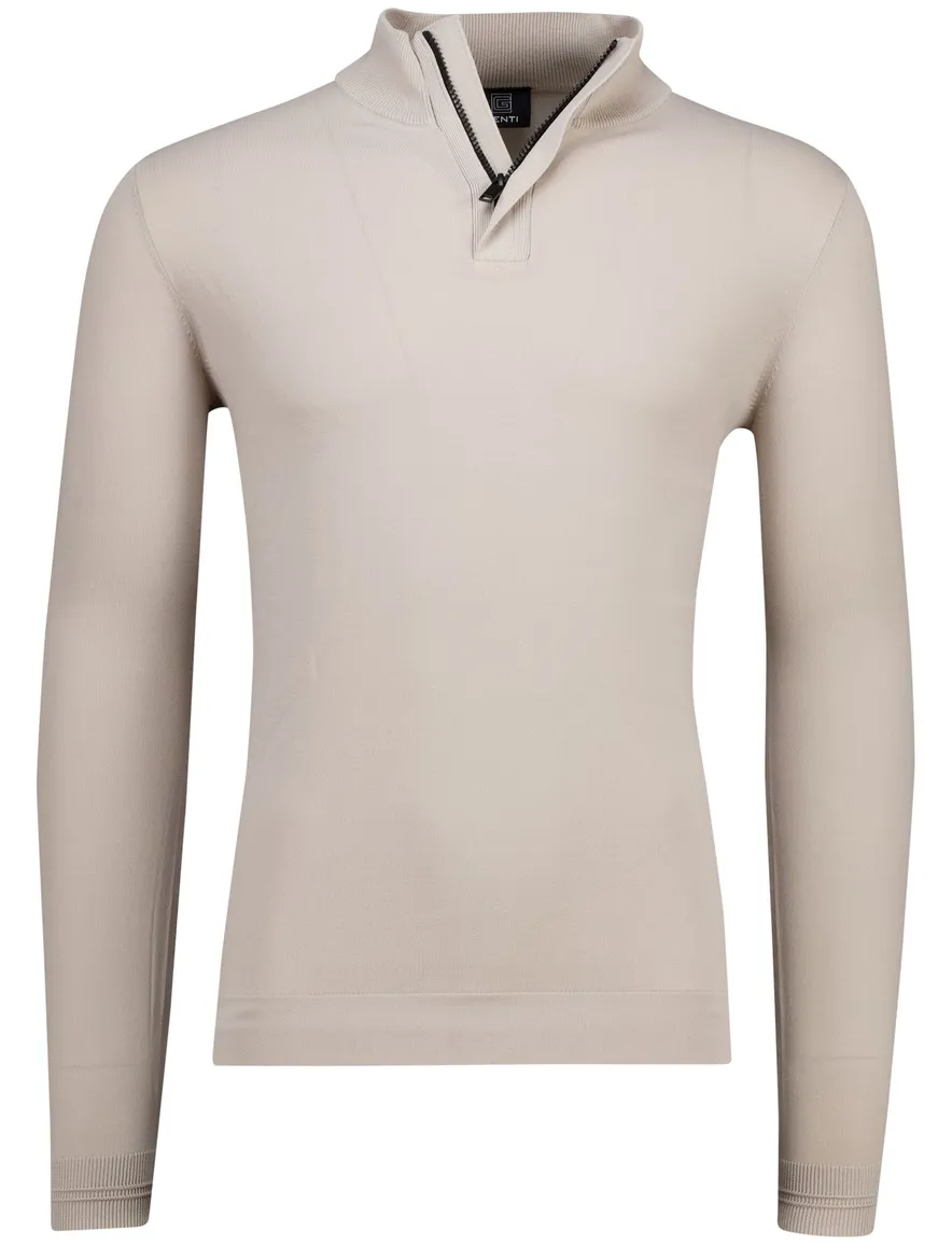 Genti turtle neck half zip trui beige