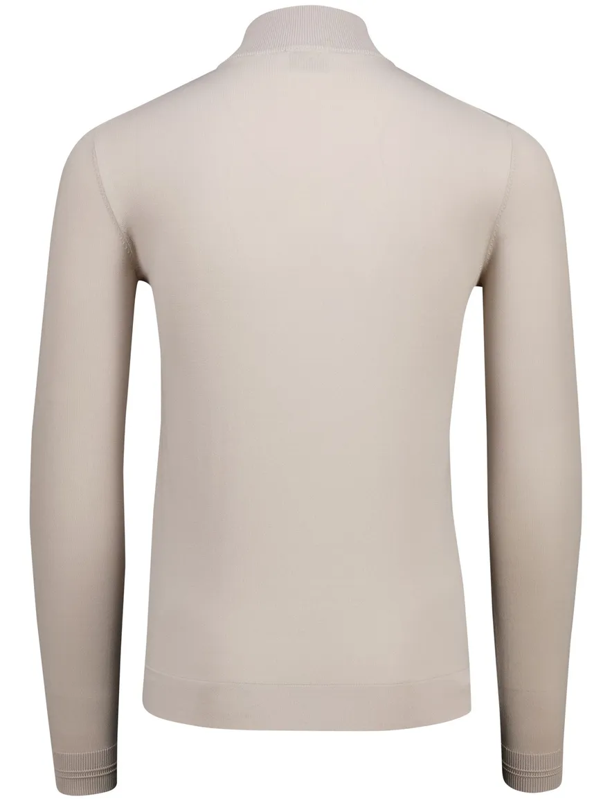 Genti turtle neck half zip trui beige