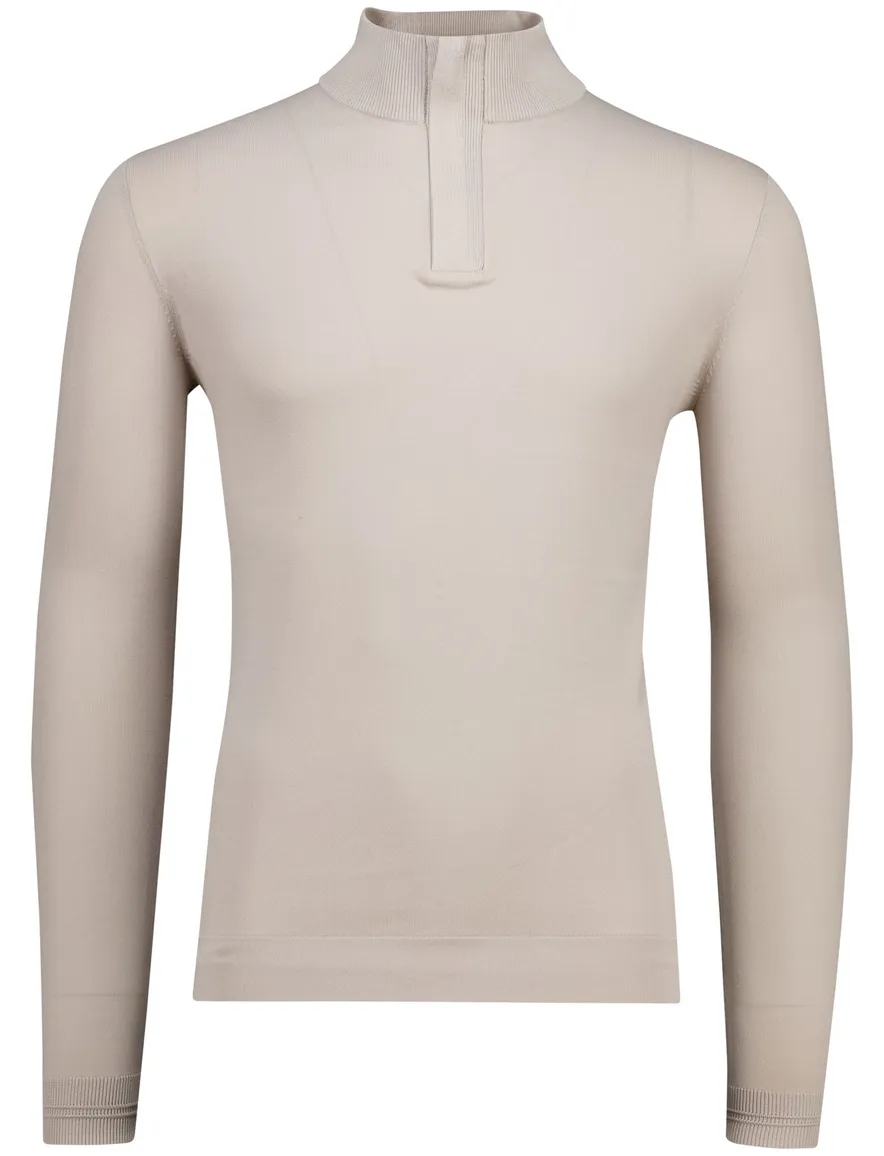 Genti turtle neck half zip trui beige