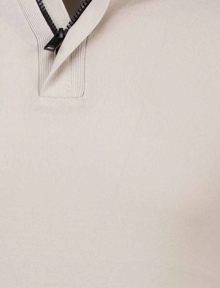 Genti turtle neck half zip trui beige