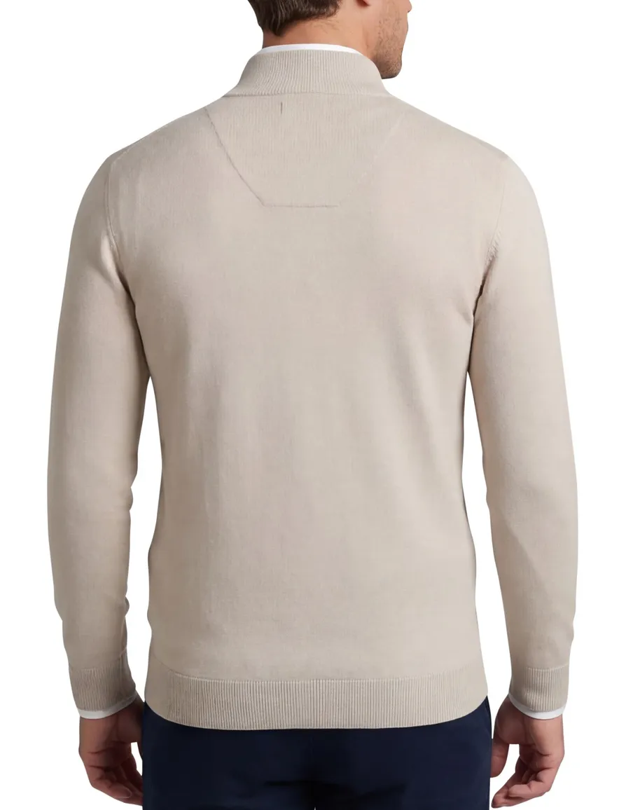 Genti turtle neck half zip trui beige