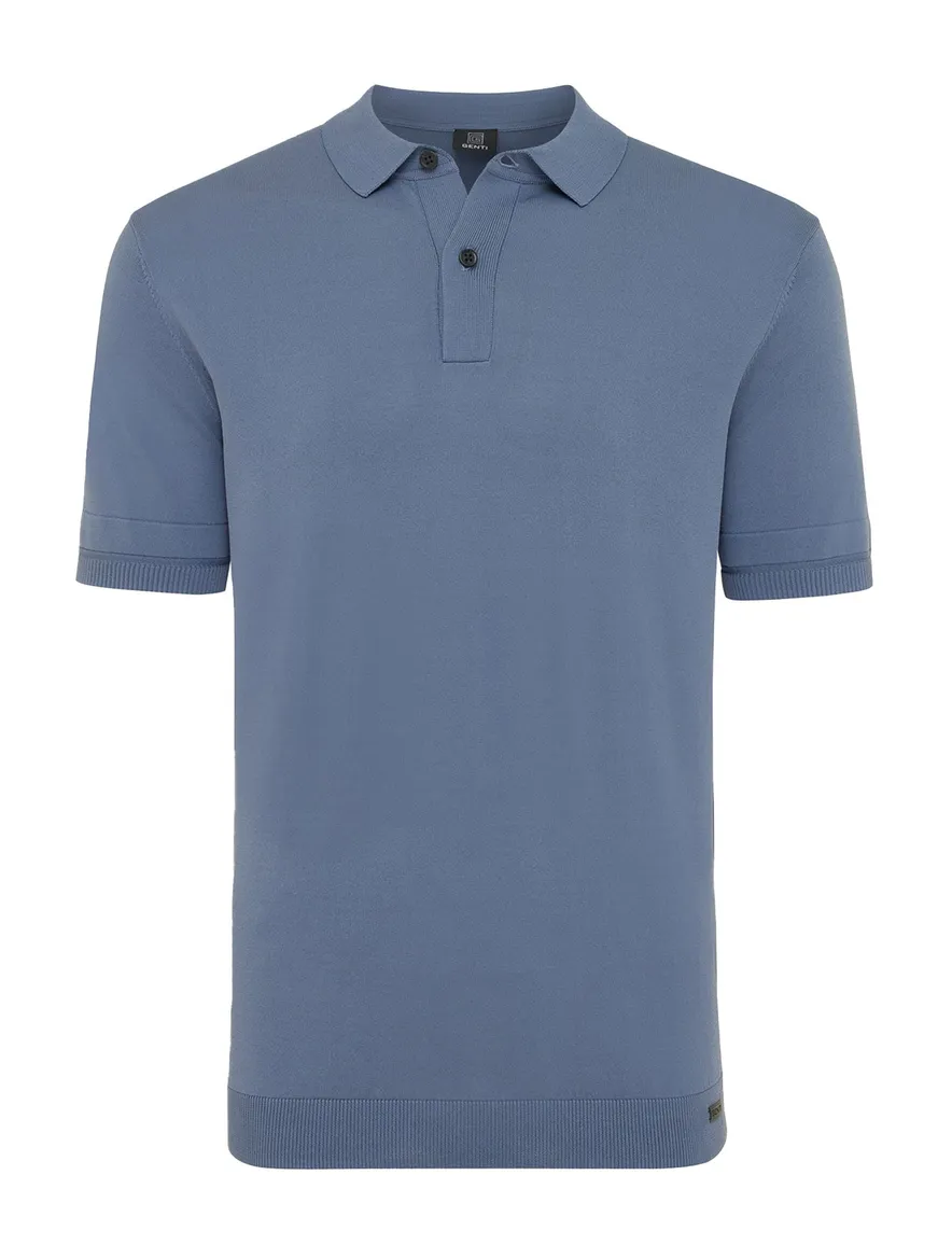 Genti polo blauw effen