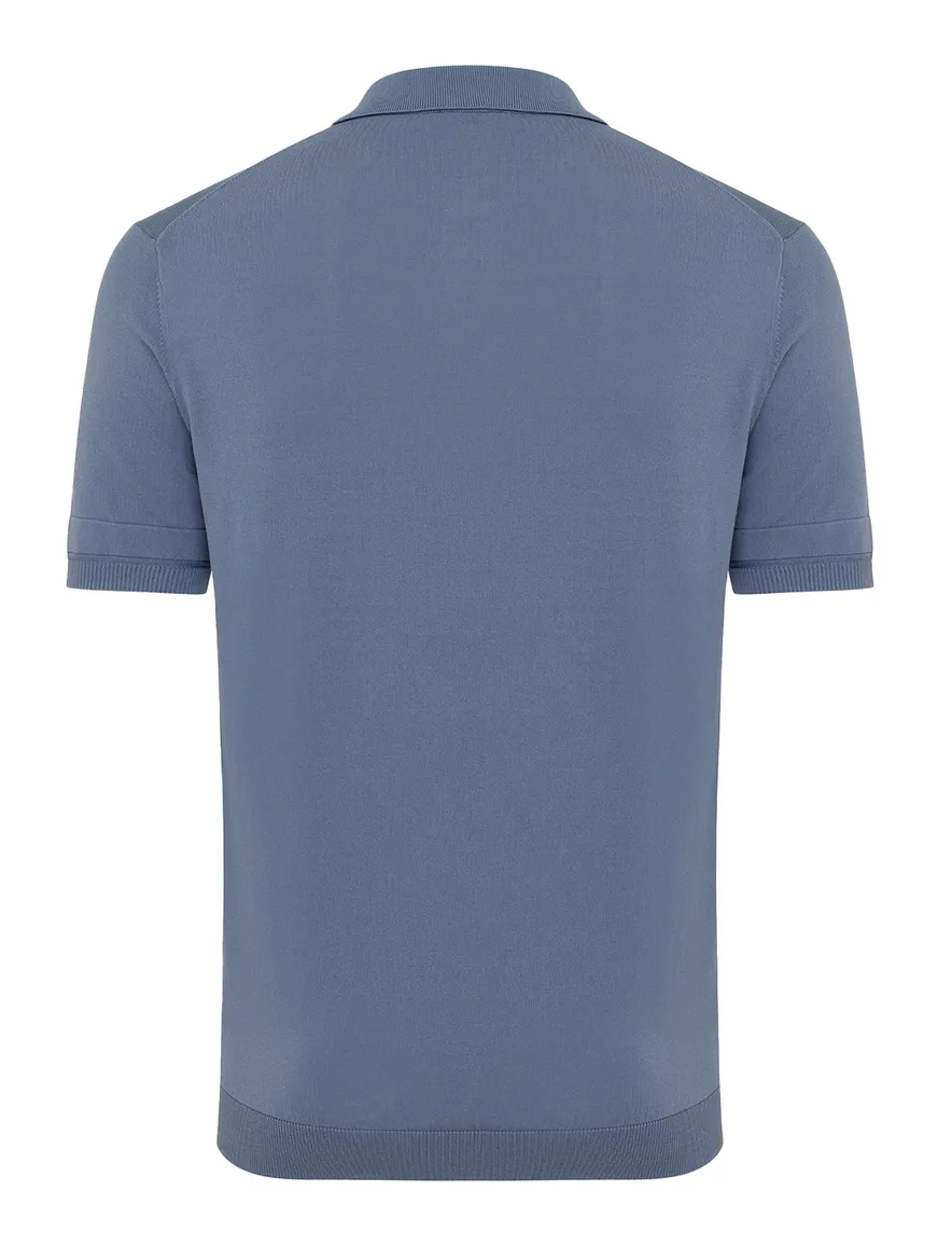 Genti polo blauw effen