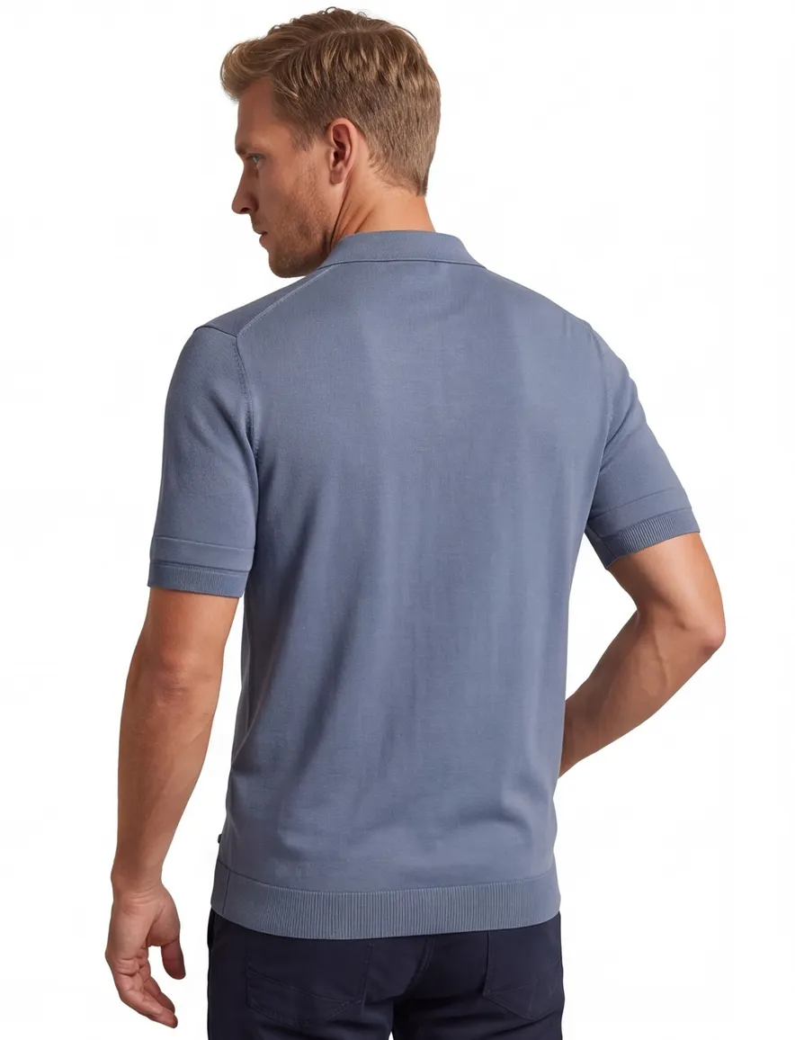 Genti polo blauw effen