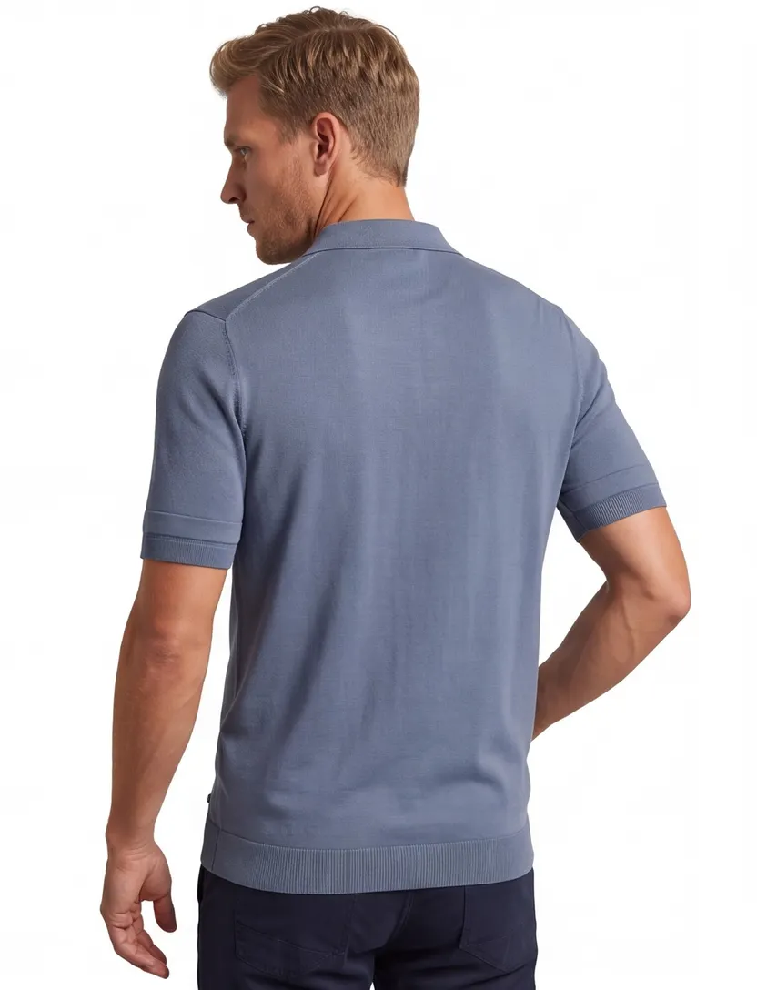 Genti polo effen blauw normale fit
