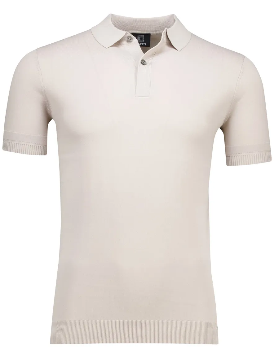 Genti polo beige viscose 2-knoops met boord