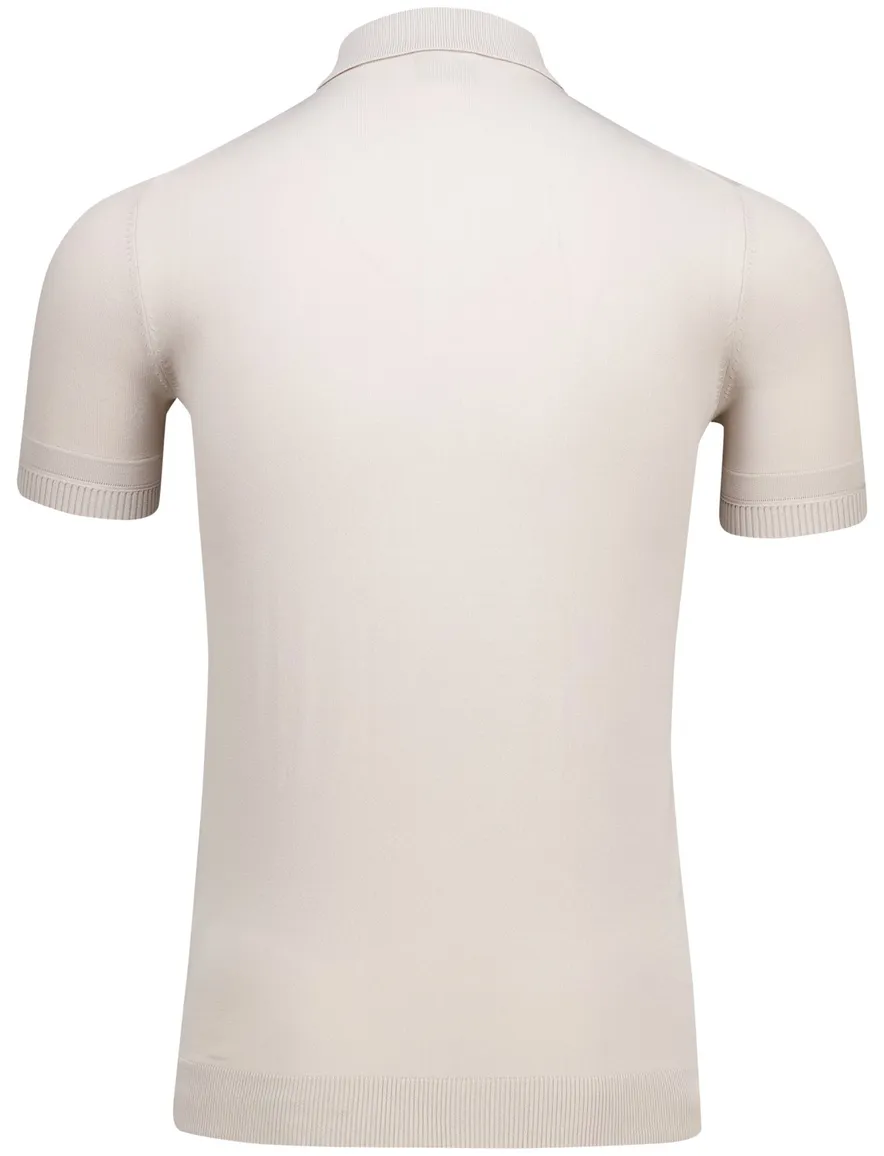 Genti polo beige viscose 2-knoops met boord