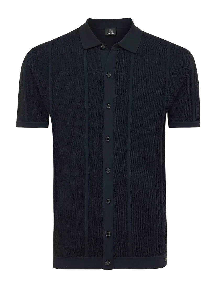 Genti overhemd donkerblauw effen viscose
