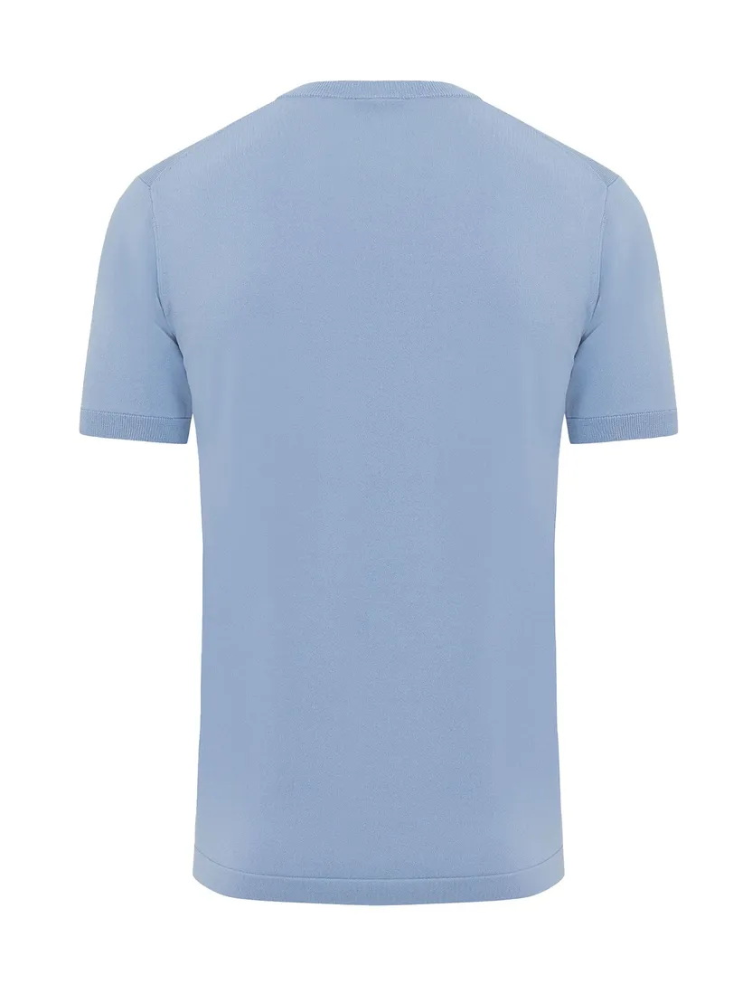 Genti T-shirt blauw normale fit effen