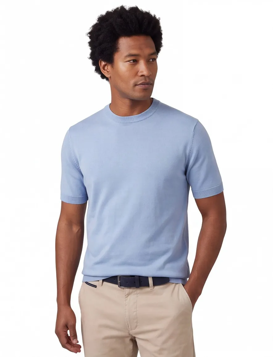 Genti T-shirt blauw effen