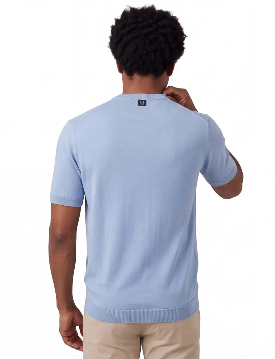 Genti T-shirt effen blauw normale fit viscose
