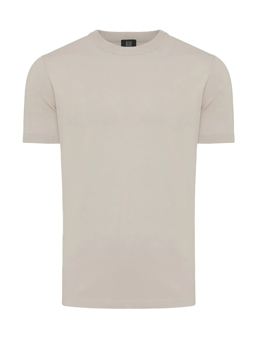 Genti T-shirt beige effen normale fit