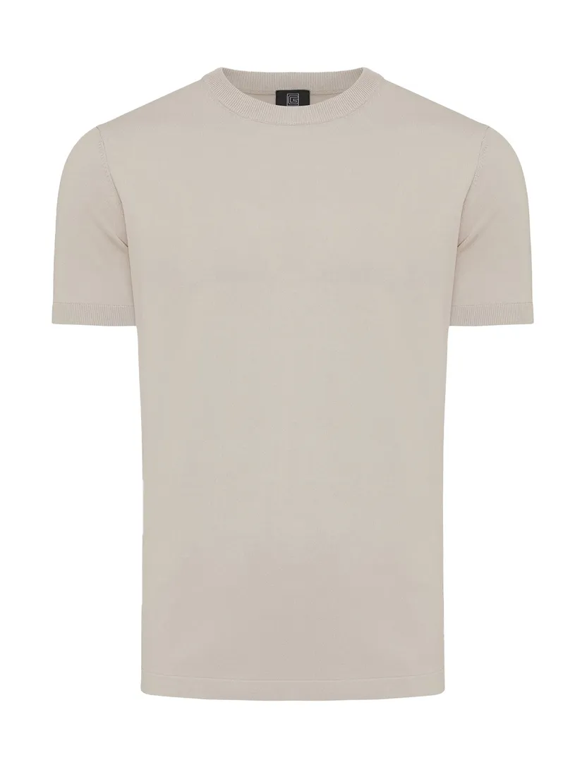 viscose Genti T-shirt beige effen normale fit