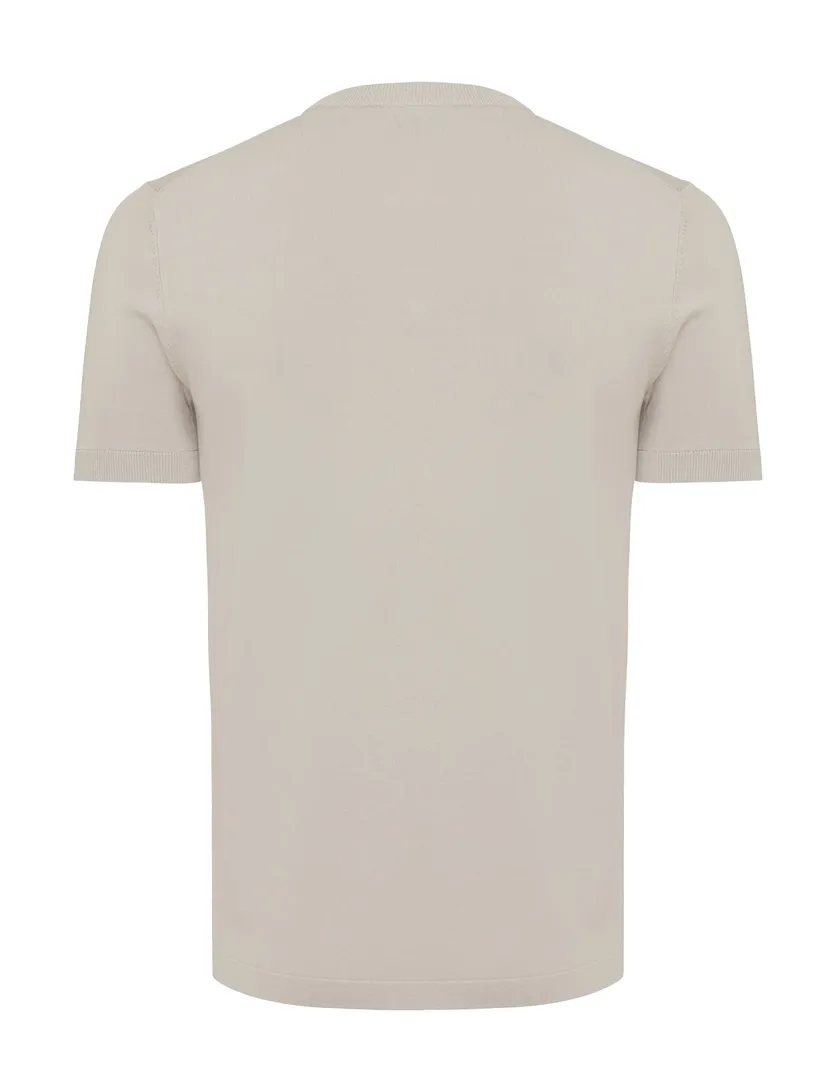 viscose Genti T-shirt beige effen normale fit