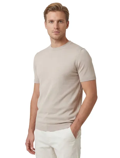 Genti Genti T-shirt beige effen normale fit