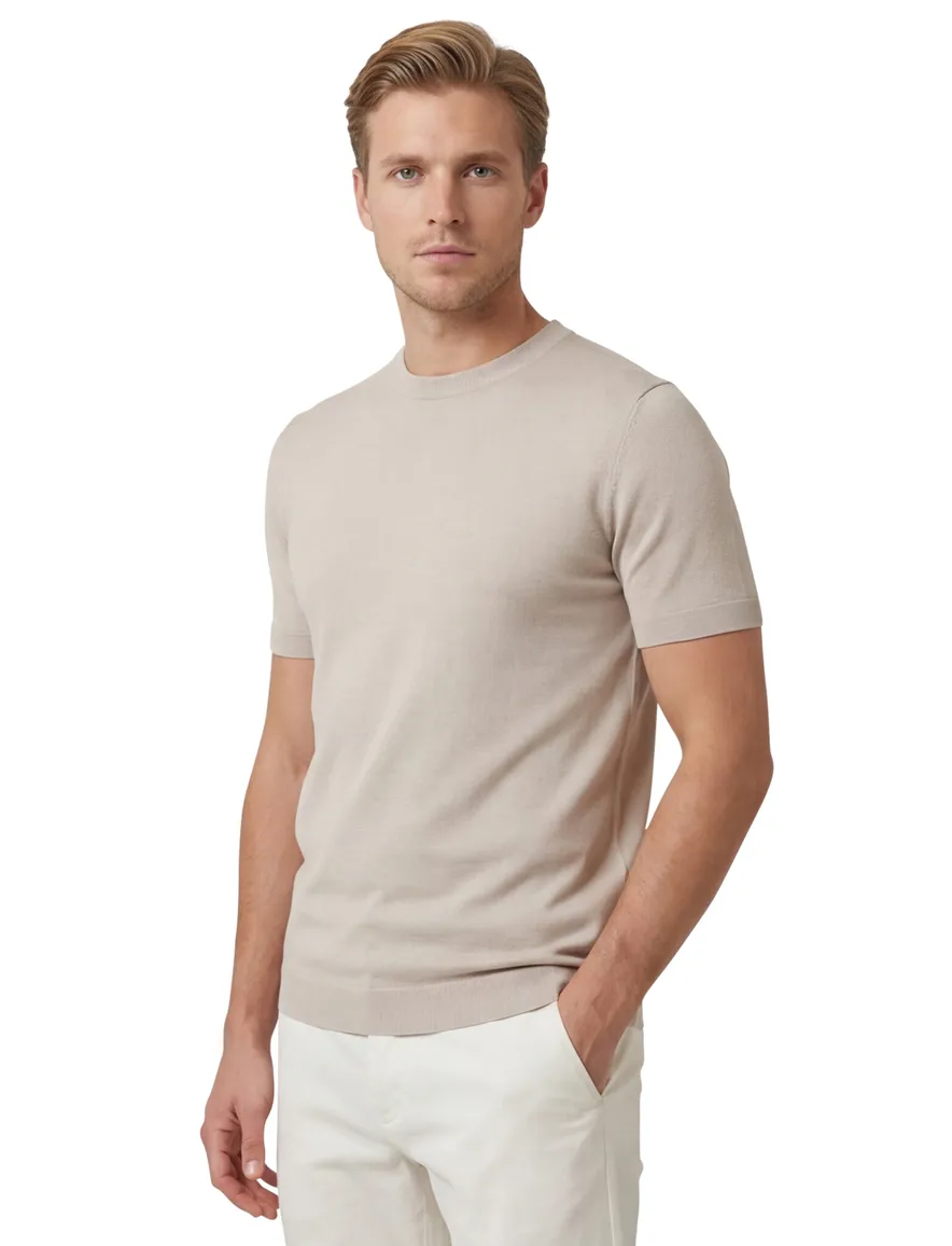 Genti T-shirt beige effen normale fit