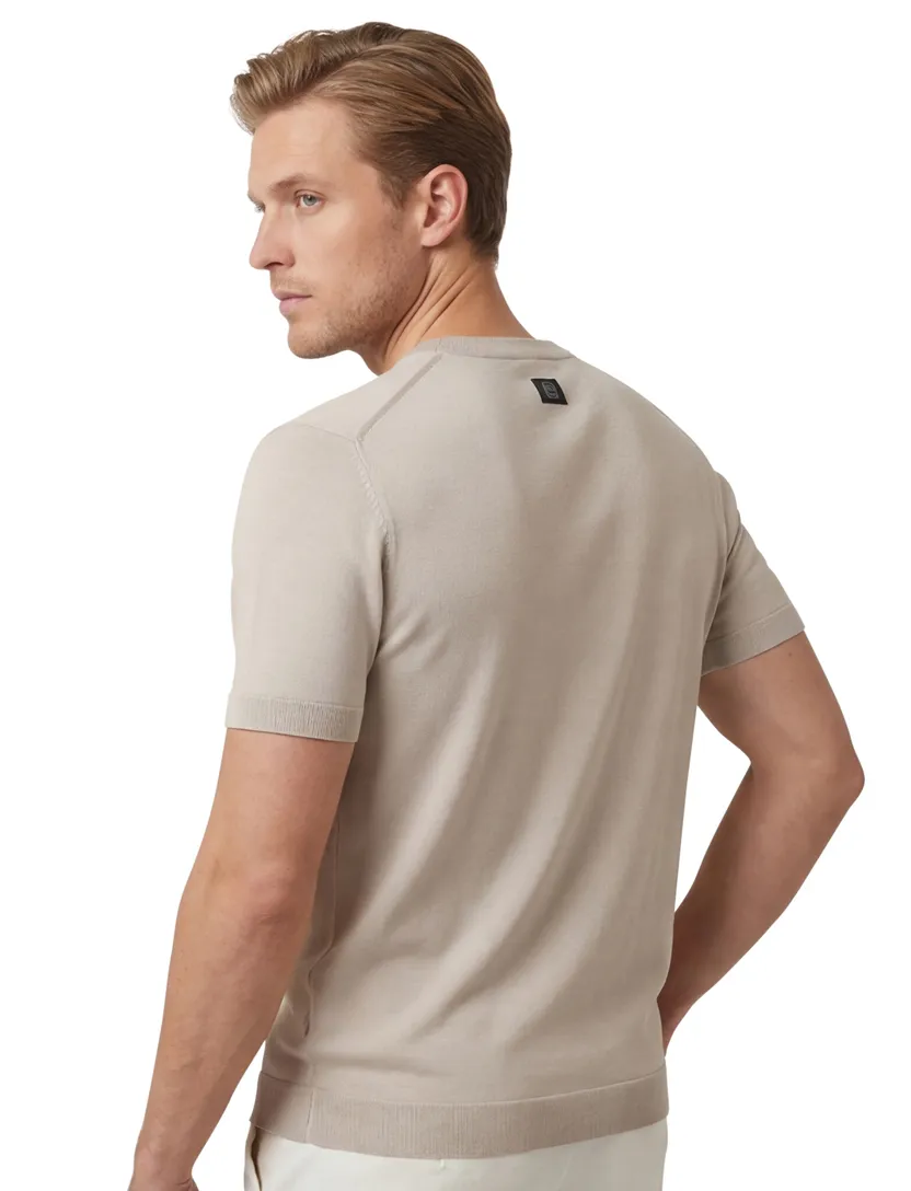 viscose Genti T-shirt beige effen normale fit