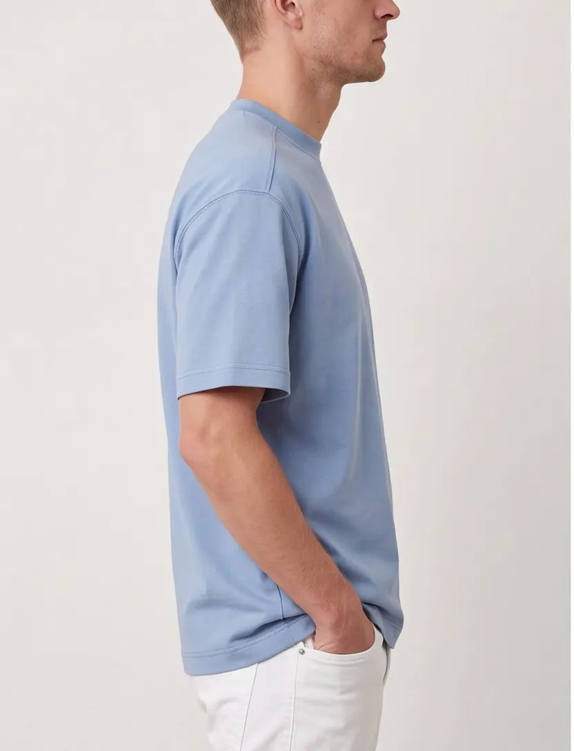Genti T-shirt effen blauw normale fit