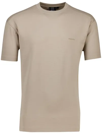 Genti Genti T-shirt korte mouw beige effen normale fit katoen