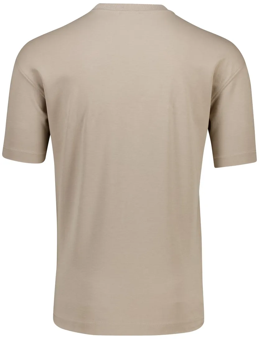 katoenen Genti T-shirt korte mouw beige effen normale fit