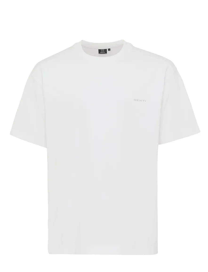 Genti T-shirt wit backprint effen relaxed fit