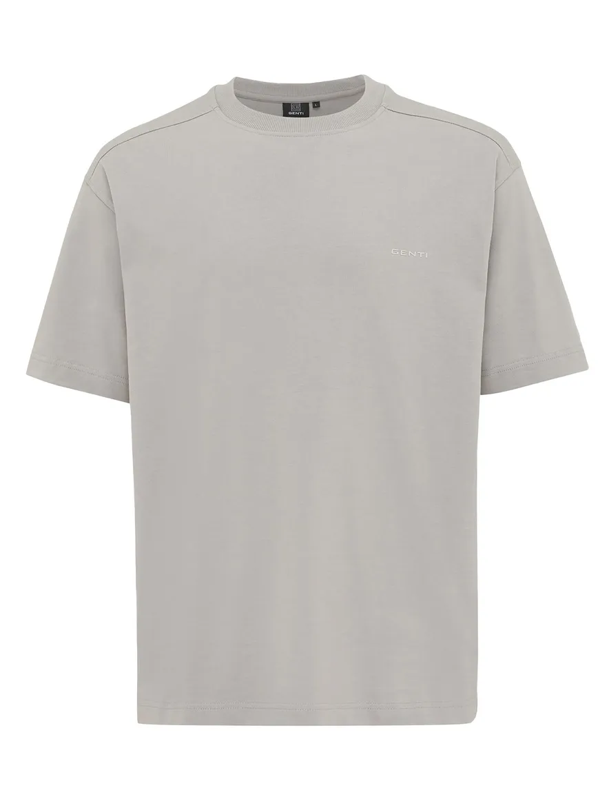 Genti T-shirt grijs print achterkant relaxed fit