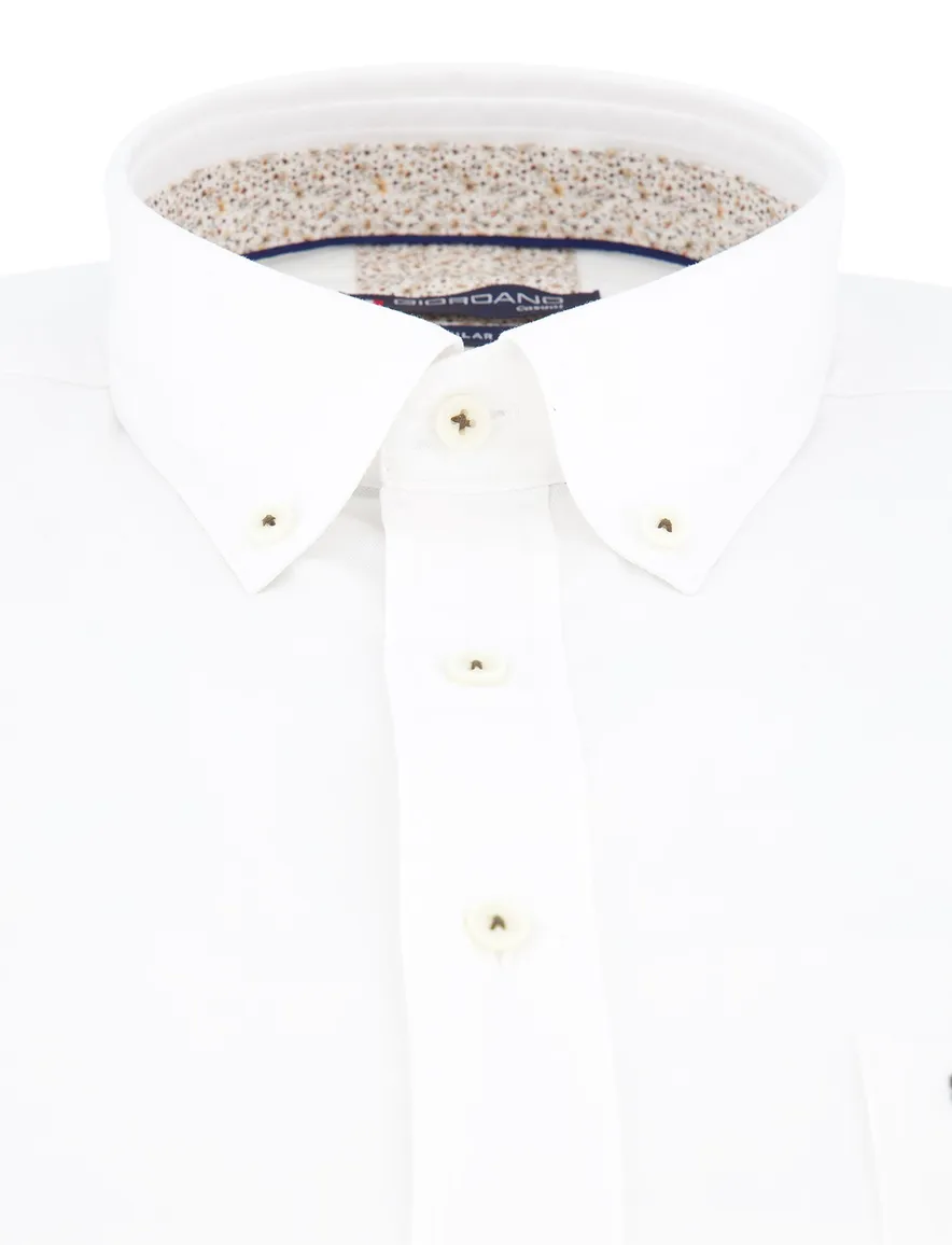 Giordano Regular Fit overhemd korte mouw wit effen