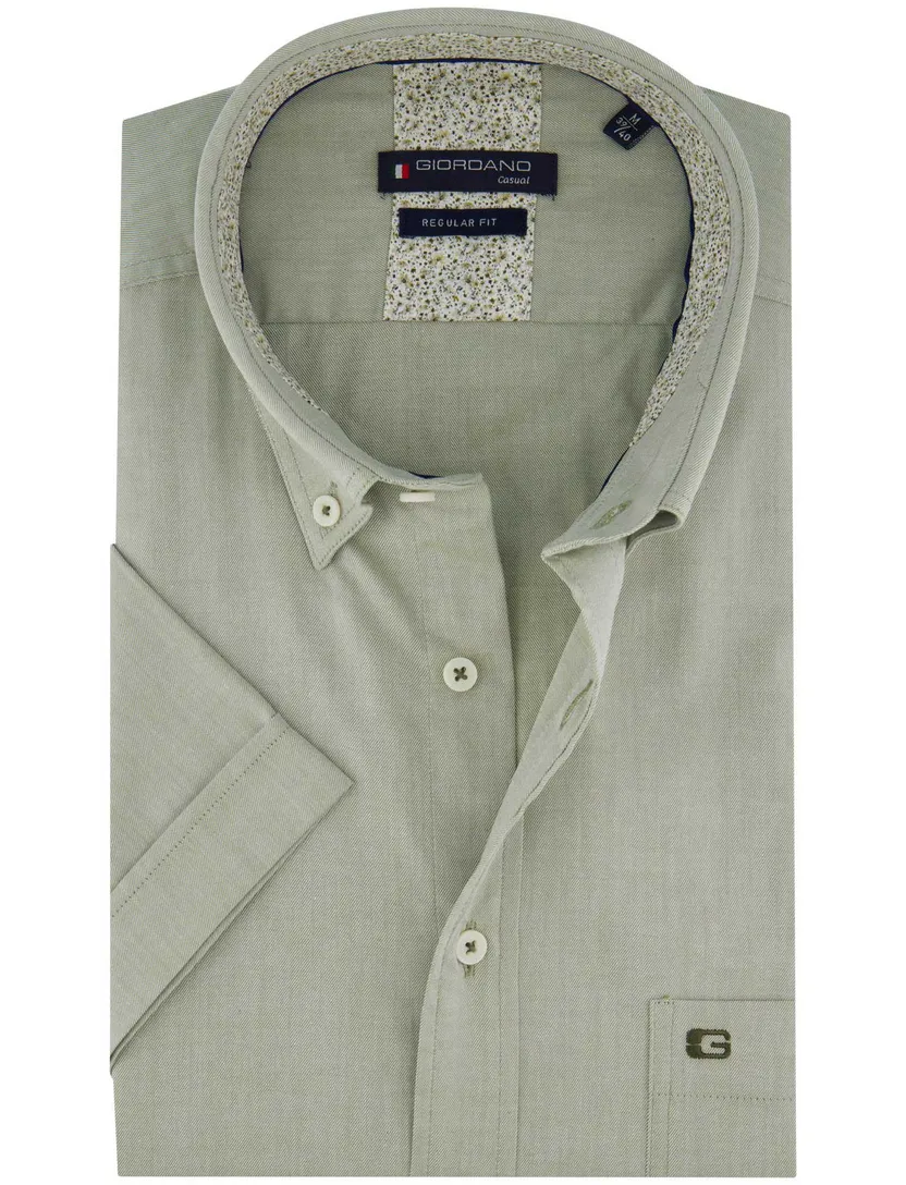Giordano overhemd button down korte mouw Regular Fit groen