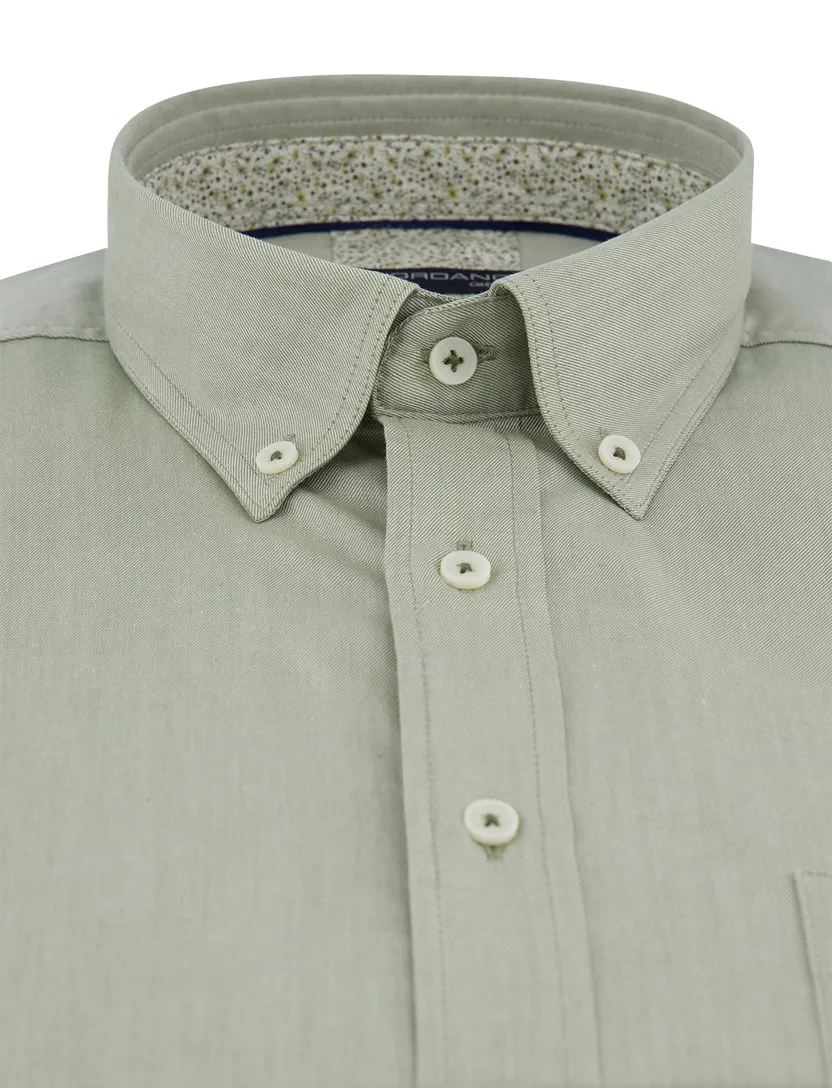 Giordano overhemd button down korte mouw Regular Fit groen