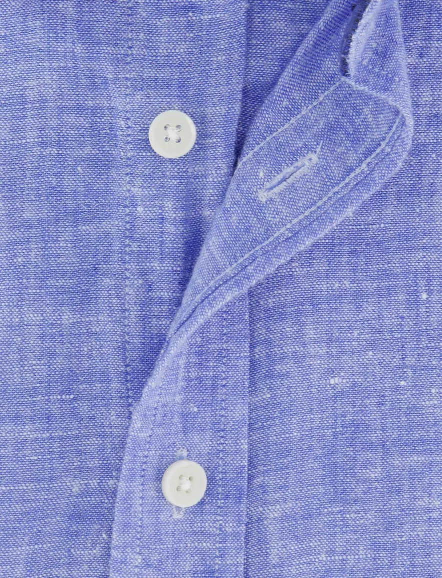 Giordano overhemd korte mouw blauw gemeleerd